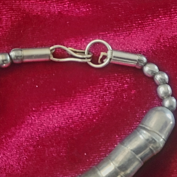 Vintage Sterling Silver Stacked Beaded Snake Tube Necklace - Picture 2 of 5